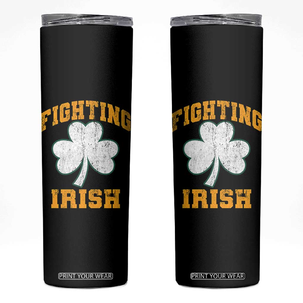 Vintage Fighting Irish Skinny Tumbler Retro History Gold Shamrock TS10 Black Print Your Wear