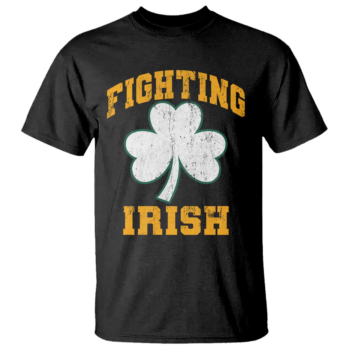 Vintage Fighting Irish T Shirt Retro History Gold Shamrock TS10 Black Print Your Wear