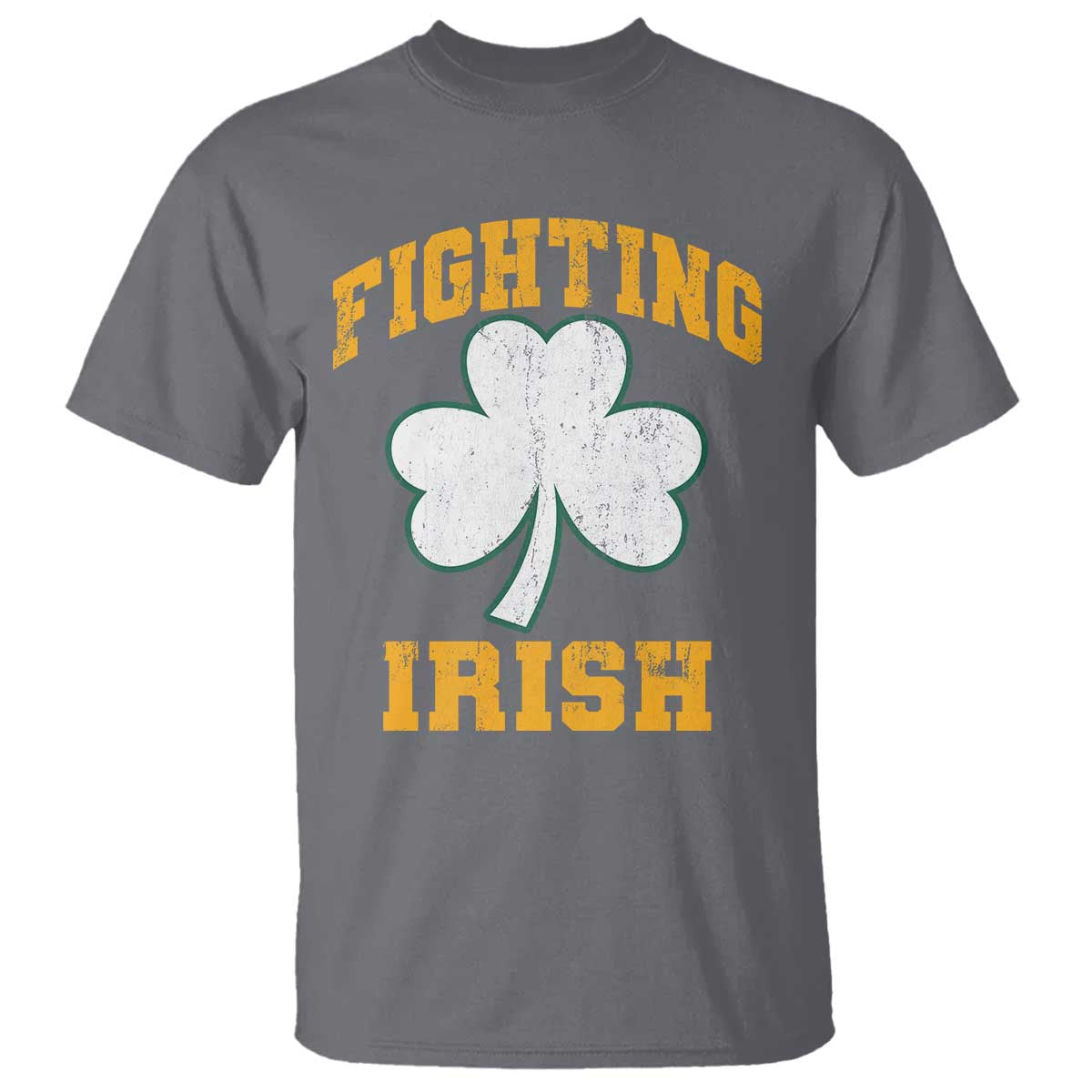 Vintage Fighting Irish T Shirt Retro History Gold Shamrock TS10 Charcoal Print Your Wear
