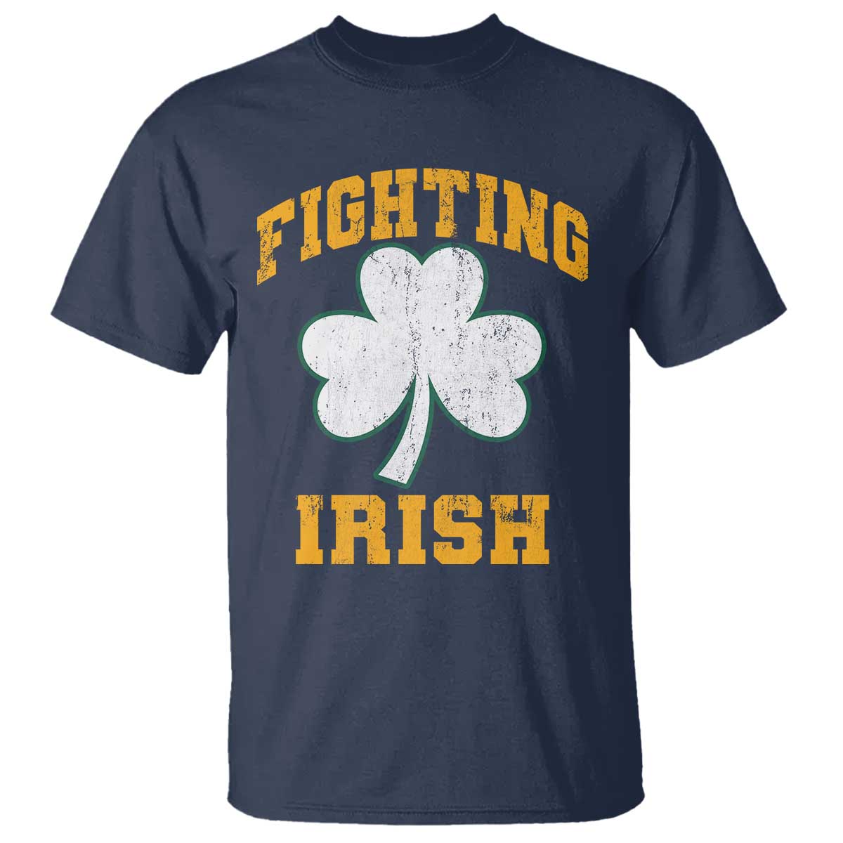 Vintage Fighting Irish T Shirt Retro History Gold Shamrock TS10 Navy Print Your Wear