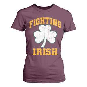 Vintage Fighting Irish T Shirt For Women Retro History Gold Shamrock TS10 Maroon Print Your Wear