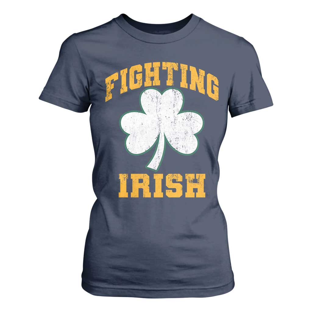 Vintage Fighting Irish T Shirt For Women Retro History Gold Shamrock TS10 Navy Print Your Wear