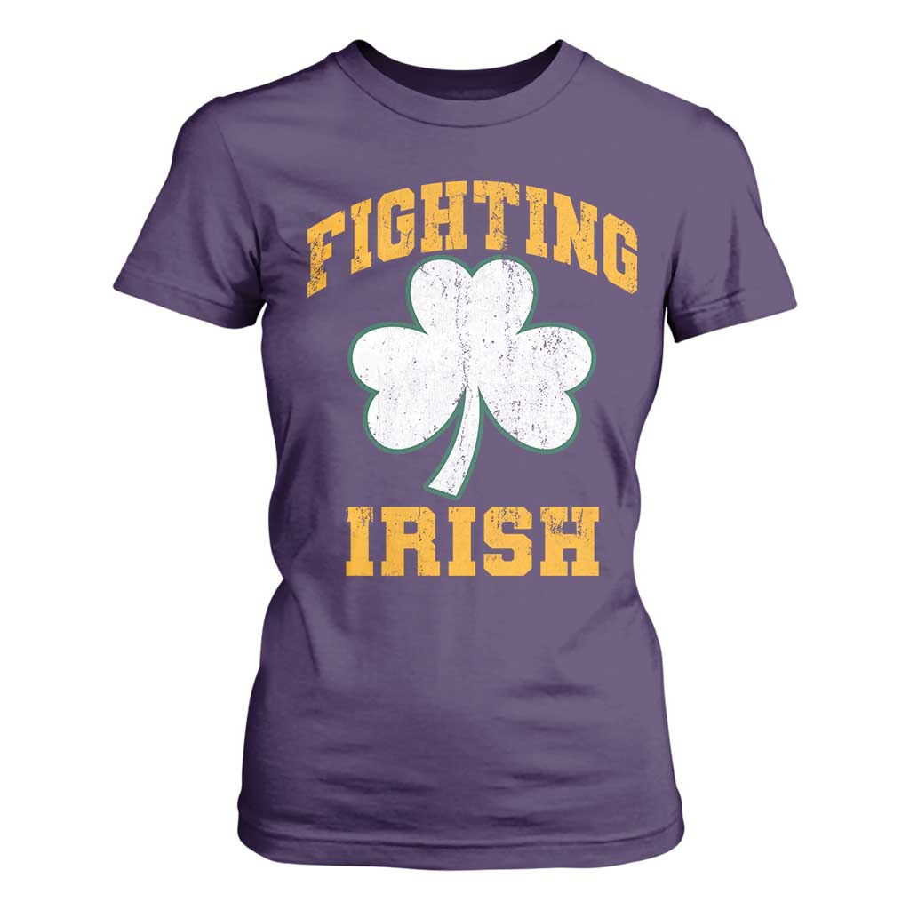 Vintage Fighting Irish T Shirt For Women Retro History Gold Shamrock TS10 Purple Print Your Wear