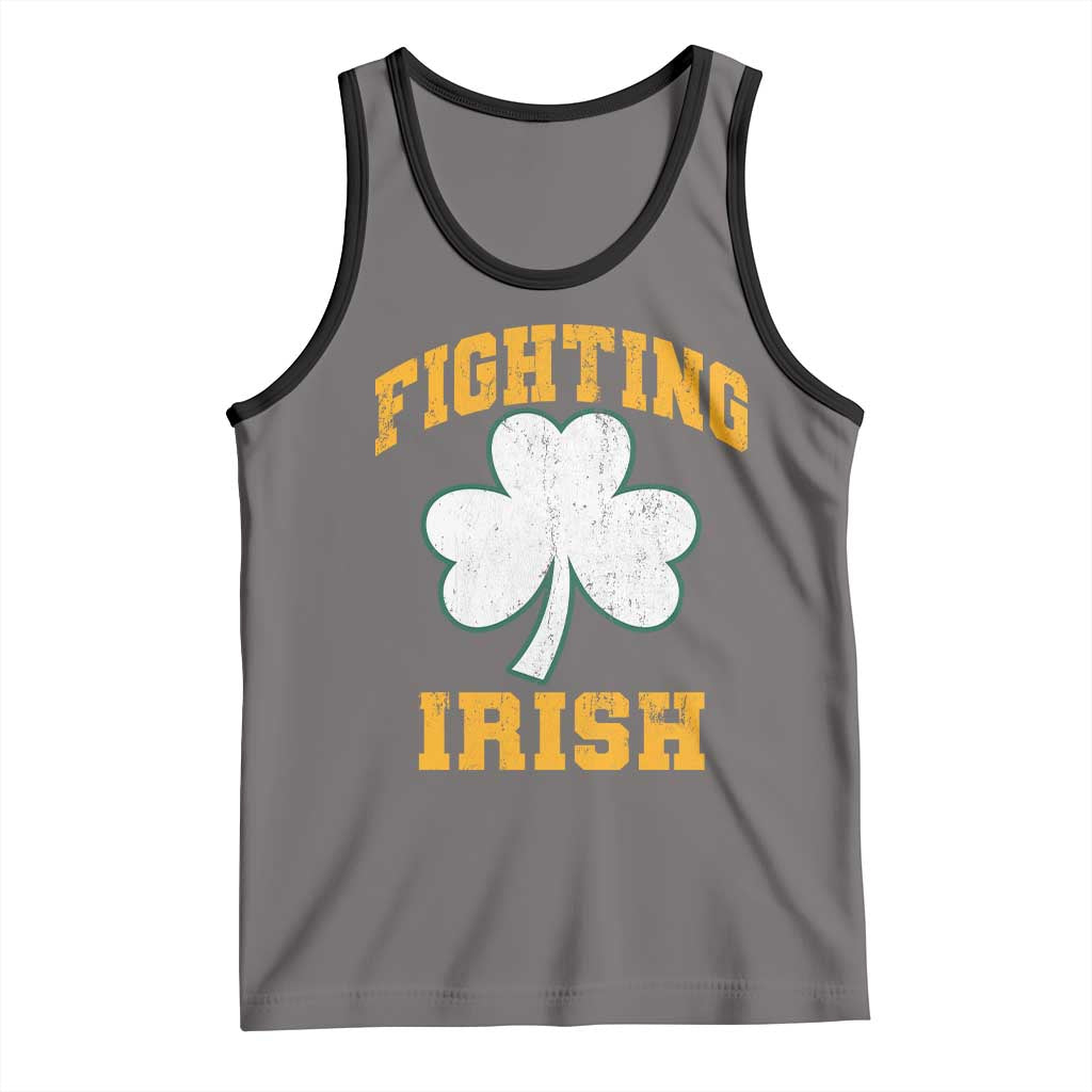 Vintage Fighting Irish Tank Top Retro History Gold Shamrock TS10 Deep Heather Black Print Your Wear