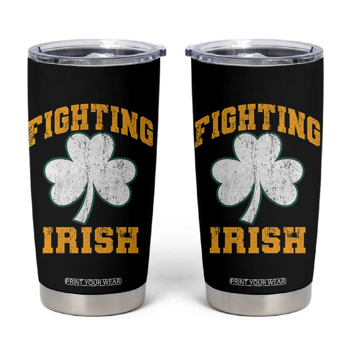 Vintage Fighting Irish Tumbler Cup Retro History Gold Shamrock TS10 Black Print Your Wear