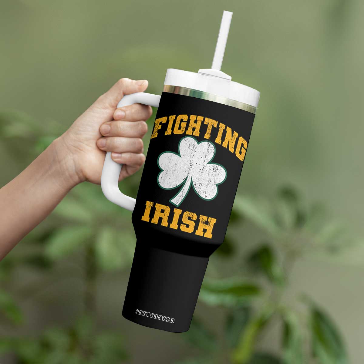Vintage Fighting Irish Tumbler With Handle Retro History Gold Shamrock TS10 Print Your Wear