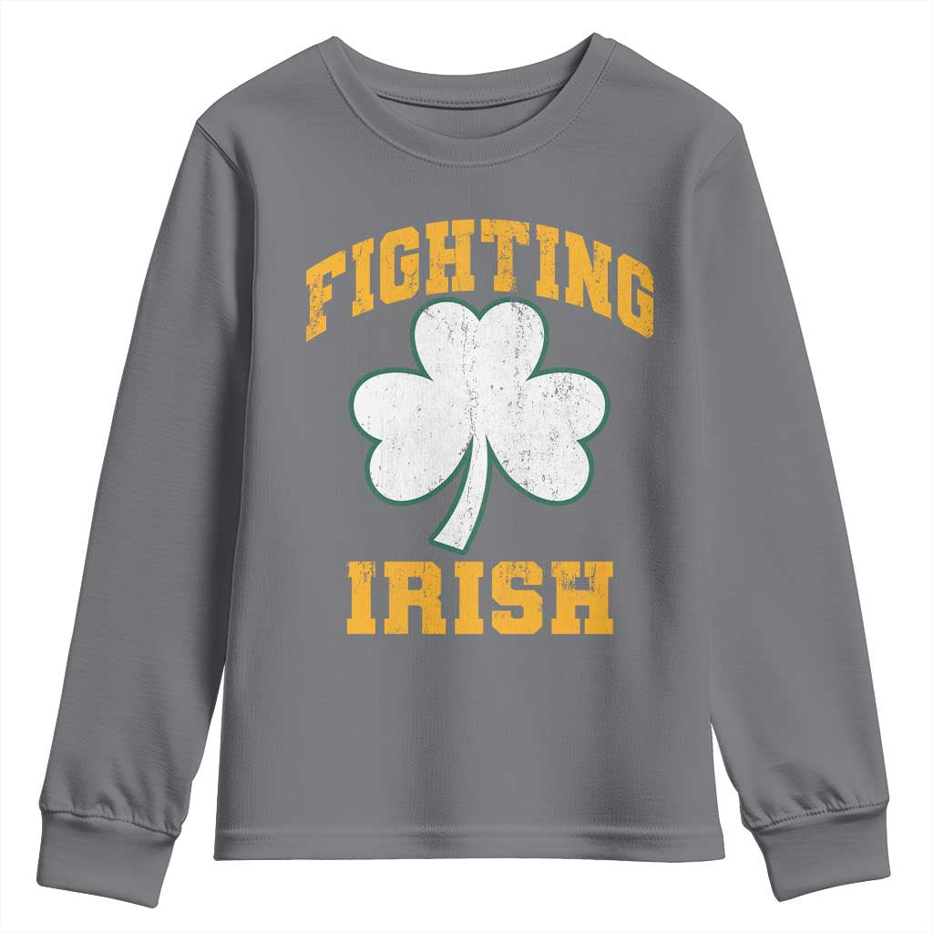 Vintage Fighting Irish Youth Sweatshirt Retro History Gold Shamrock TS10 Charcoal Print Your Wear