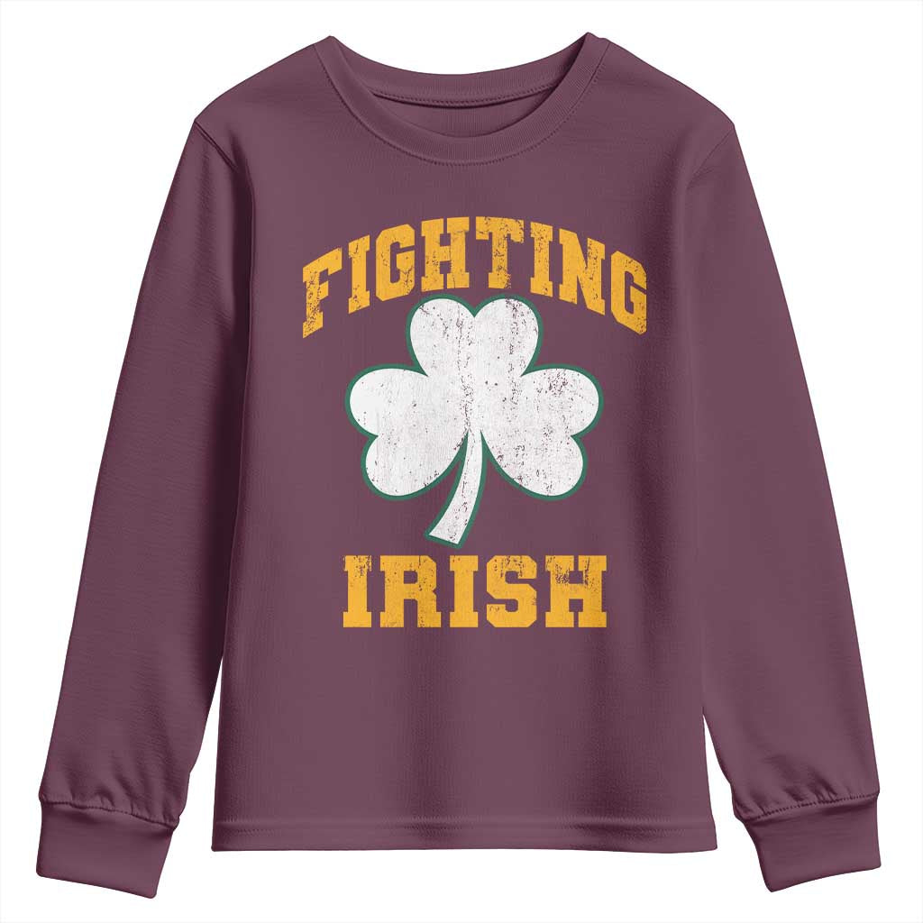 Vintage Fighting Irish Youth Sweatshirt Retro History Gold Shamrock TS10 Maroon Print Your Wear