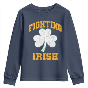 Vintage Fighting Irish Youth Sweatshirt Retro History Gold Shamrock TS10 Navy Print Your Wear