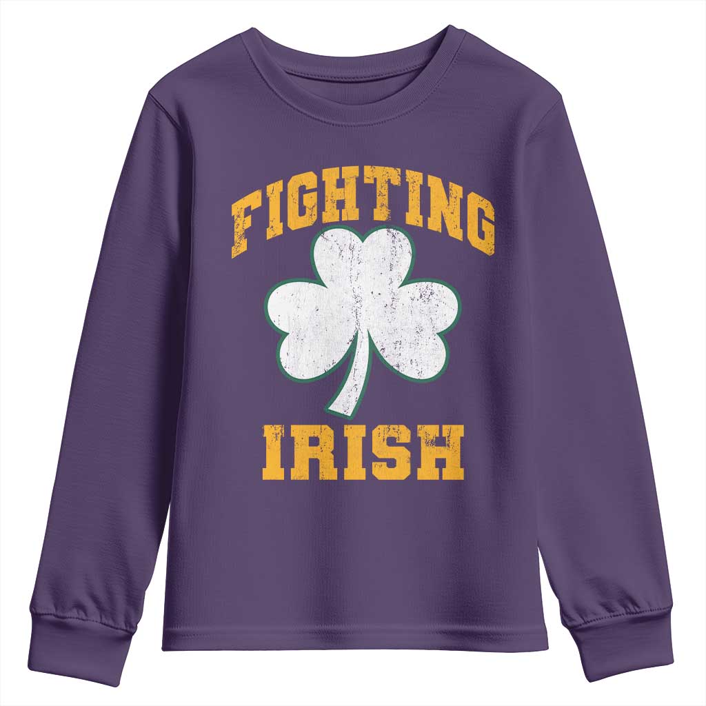 Vintage Fighting Irish Youth Sweatshirt Retro History Gold Shamrock TS10 Purple Print Your Wear