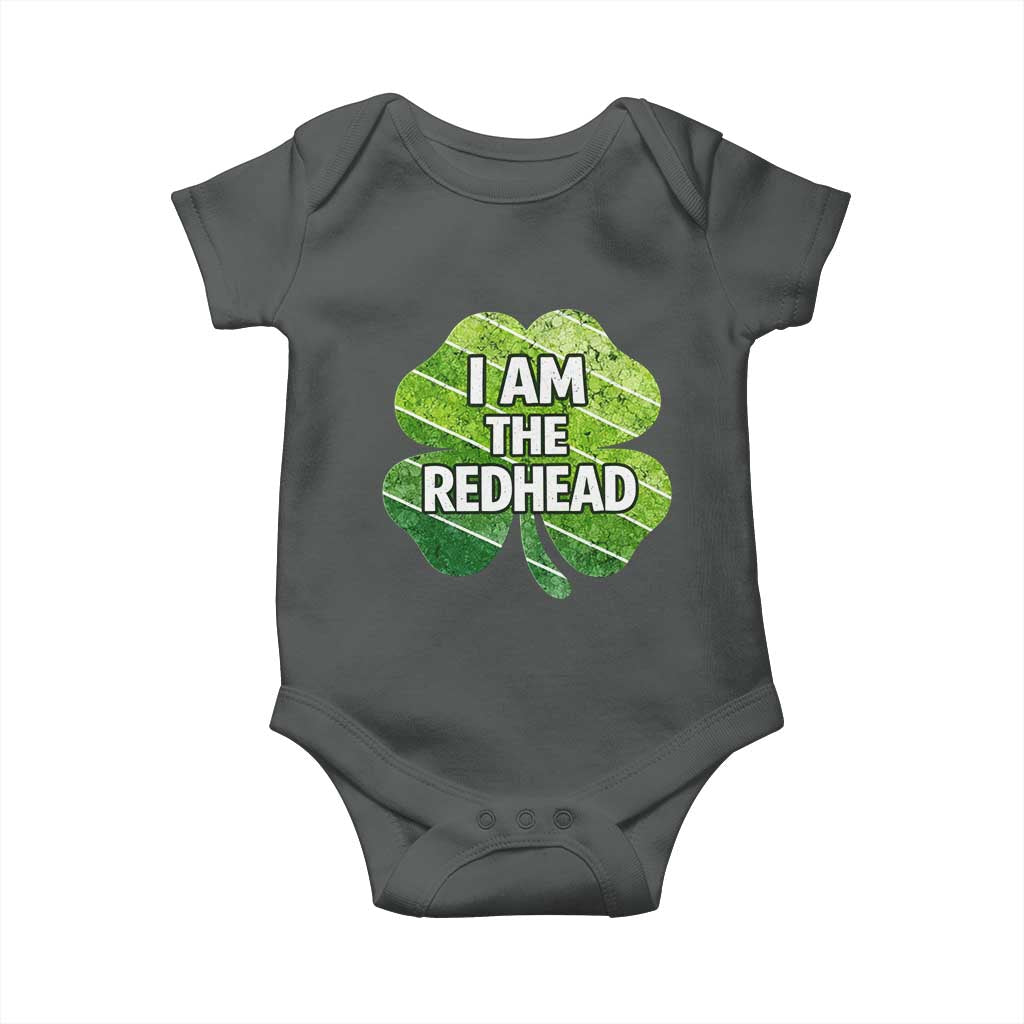 Funny Irish St Patricks Day Im The Redhead Baby Onesie Retro Vintage Lucky Shamrock TS10 Dark Heather Print Your Wear