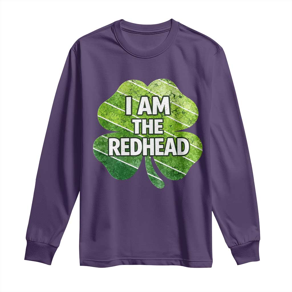 Funny Irish St Patricks Day Im The Redhead Long Sleeve Shirt Retro Vintage Lucky Shamrock TS10 Purple Print Your Wear