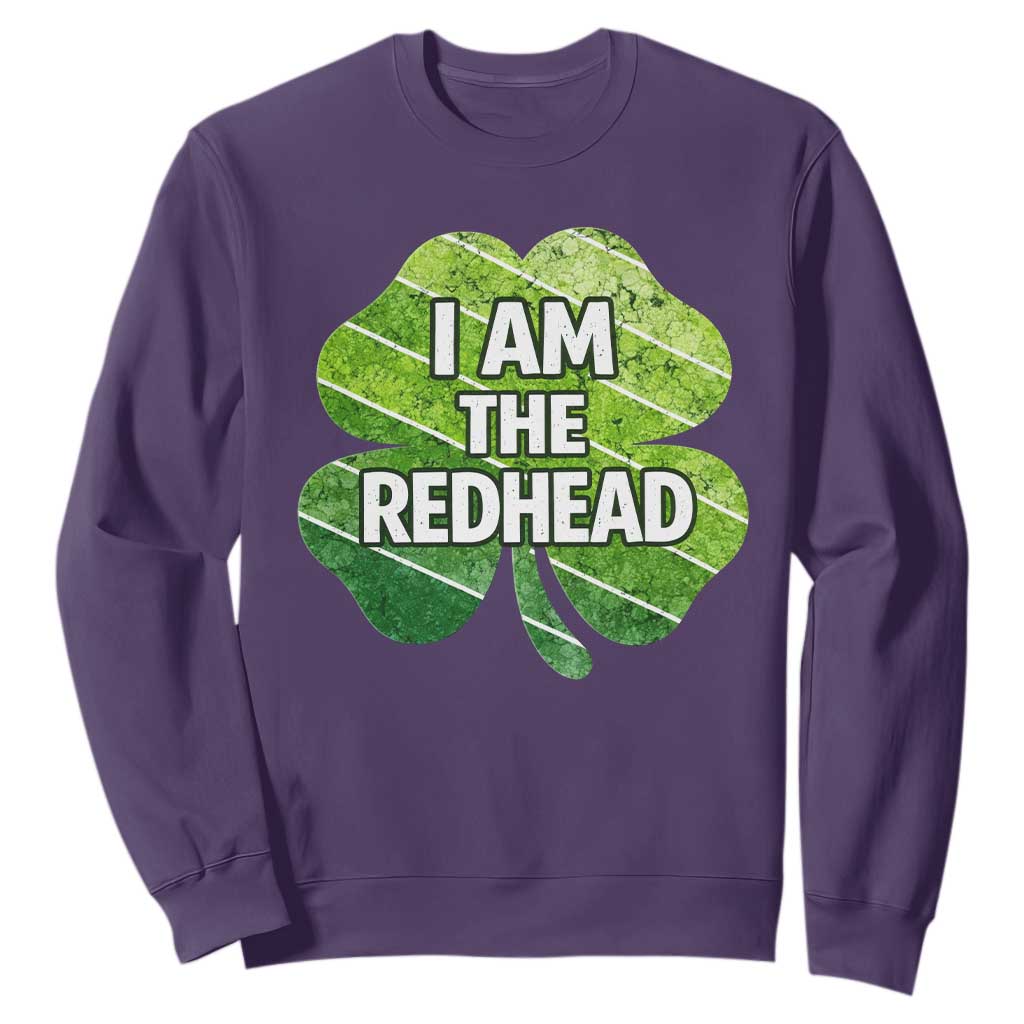 Funny Irish St Patricks Day Im The Redhead Sweatshirt Retro Vintage Lucky Shamrock TS10 Purple Print Your Wear