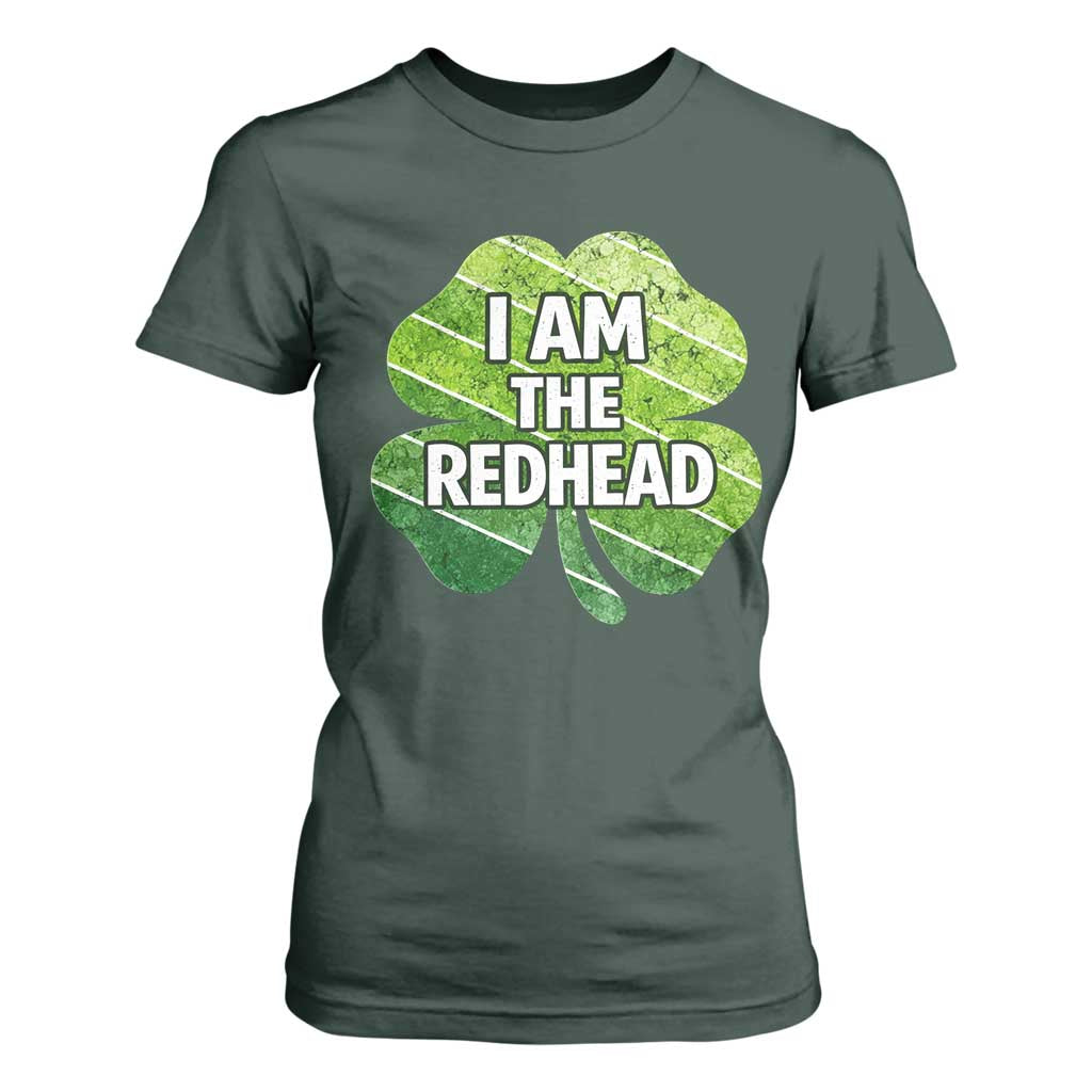 Funny Irish St Patricks Day Im The Redhead T Shirt For Women Retro Vintage Lucky Shamrock TS10 Dark Forest Green Print Your Wear