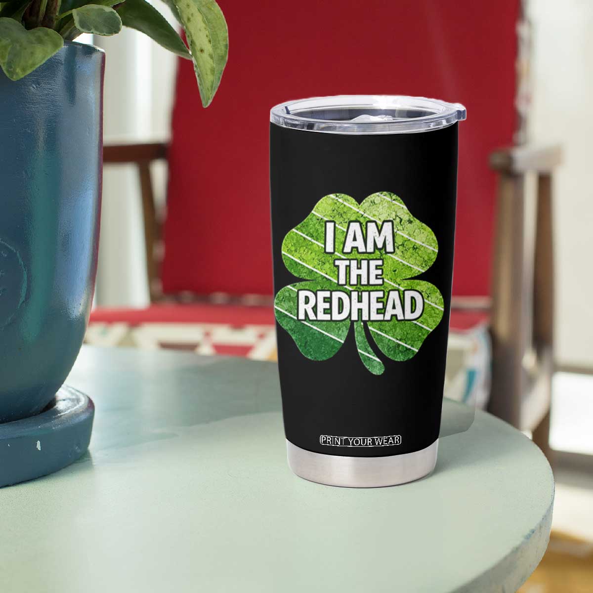 Funny Irish St Patricks Day Im The Redhead Tumbler Cup Retro Vintage Lucky Shamrock TS10 Print Your Wear