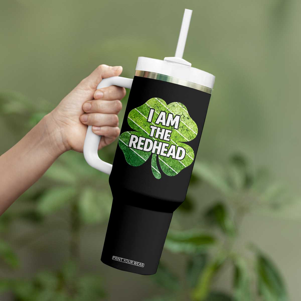 Funny Irish St Patricks Day Im The Redhead Tumbler With Handle Retro Vintage Lucky Shamrock TS10 Print Your Wear