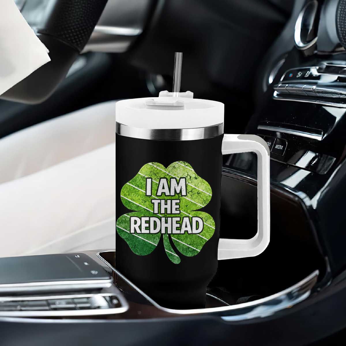 Funny Irish St Patricks Day Im The Redhead Tumbler With Handle Retro Vintage Lucky Shamrock TS10 Print Your Wear