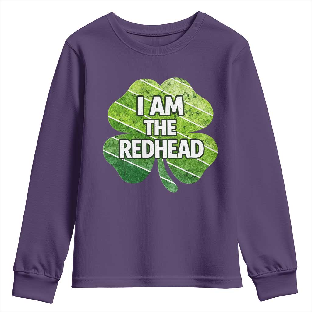 Funny Irish St Patricks Day Im The Redhead Youth Sweatshirt Retro Vintage Lucky Shamrock TS10 Purple Print Your Wear