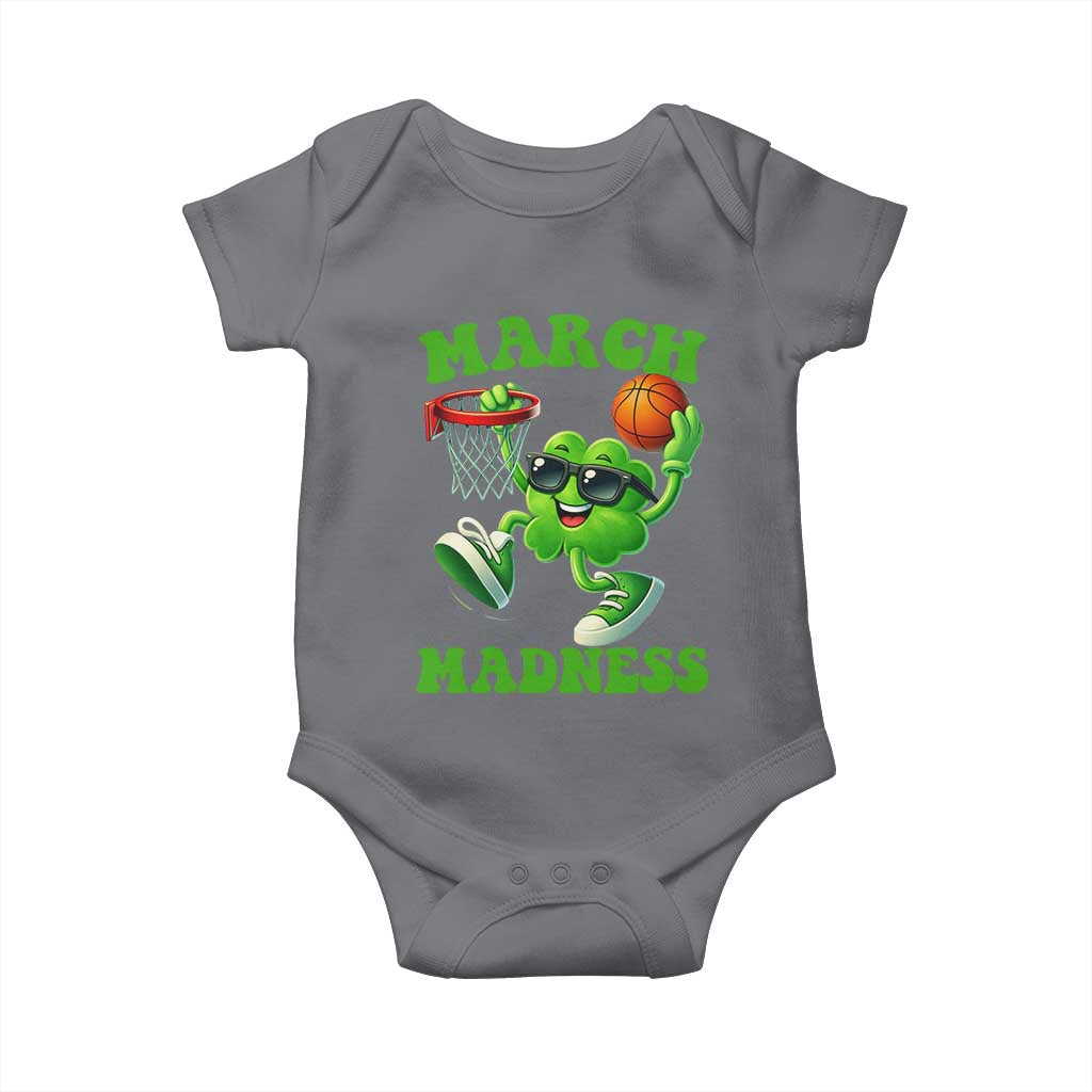 Basketball St Patricks Day Baby Onesie Mad Madness Irish Shamrock Playing Basketball Player Team Boys TS10 Charcoal Print Your Wear