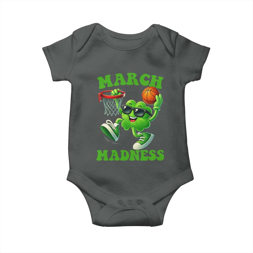 Basketball St Patricks Day Baby Onesie Mad Madness Irish Shamrock Playing Basketball Player Team Boys TS10 Dark Heather Print Your Wear