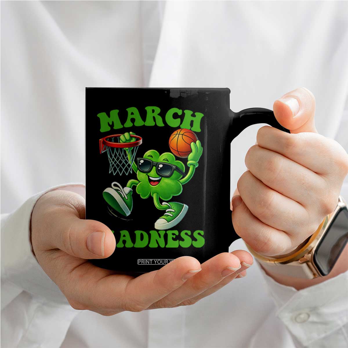 Basketball St Patricks Day Coffee Mug Mad Madness Irish Shamrock Playing Basketball Player Team Boys TS10 Print Your Wear