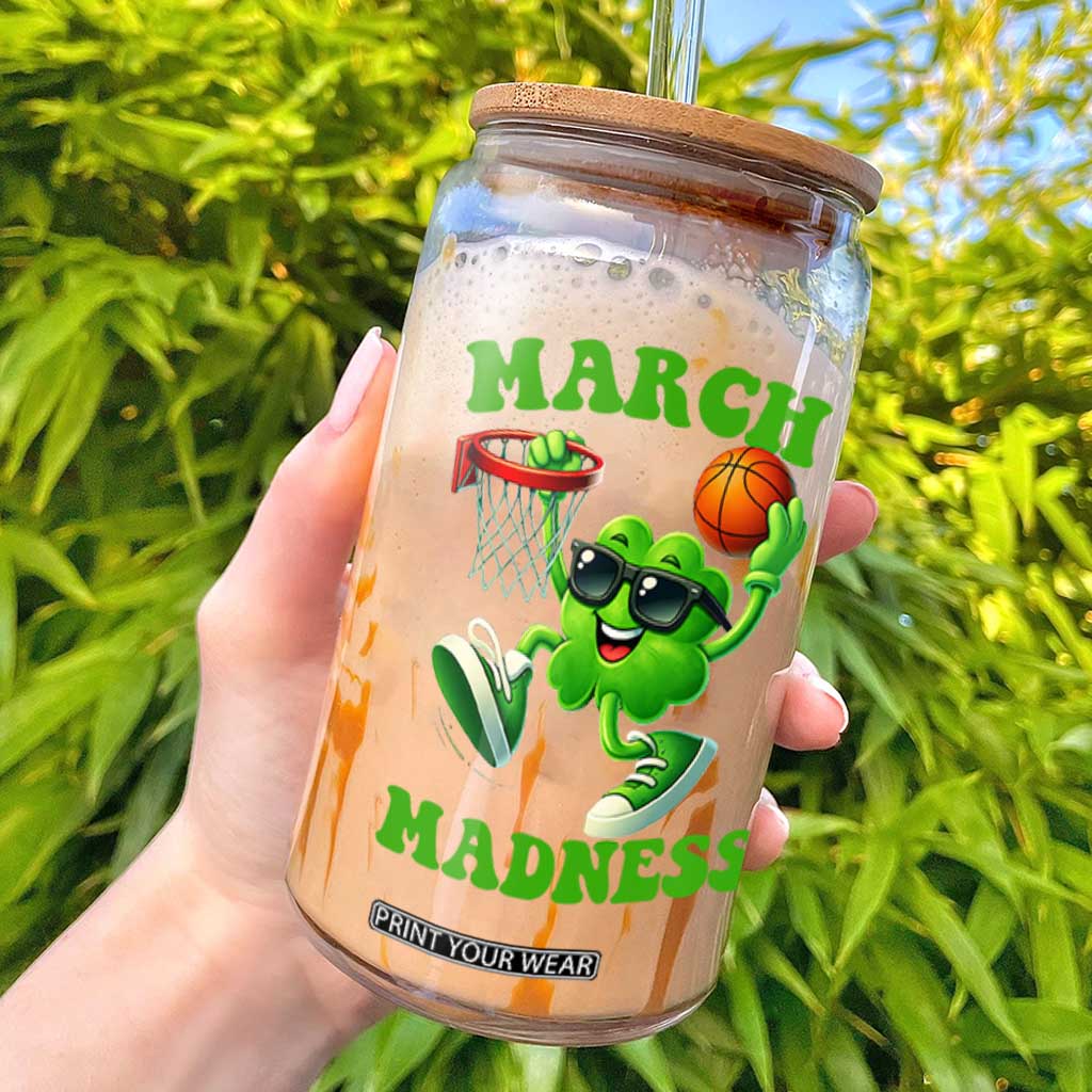 Basketball St Patricks Day Glass Can Mad Madness Irish Shamrock Playing Basketball Player Team Boys TS10 Black Print Your Wear