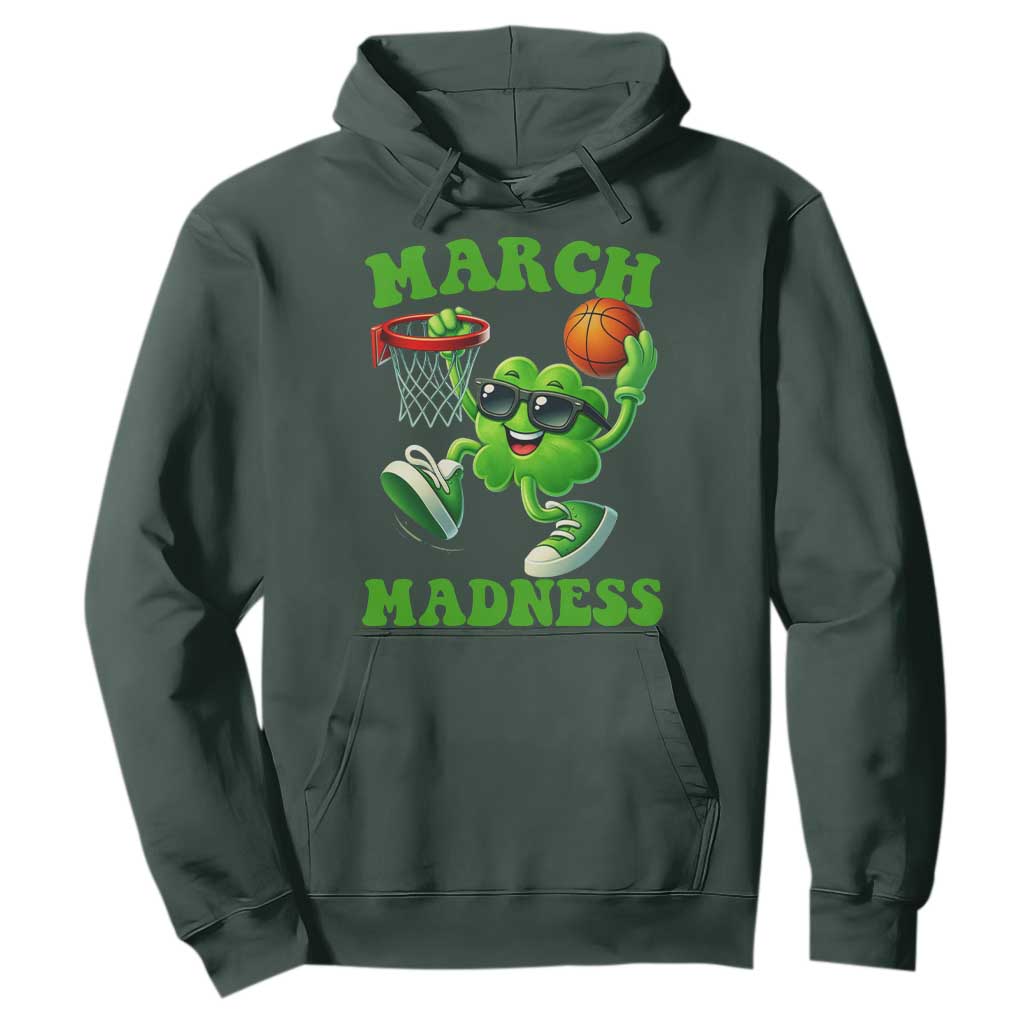 Basketball St Patricks Day Hoodie Mad Madness Irish Shamrock Playing Basketball Player Team Boys TS10 Dark Forest Green Print Your Wear