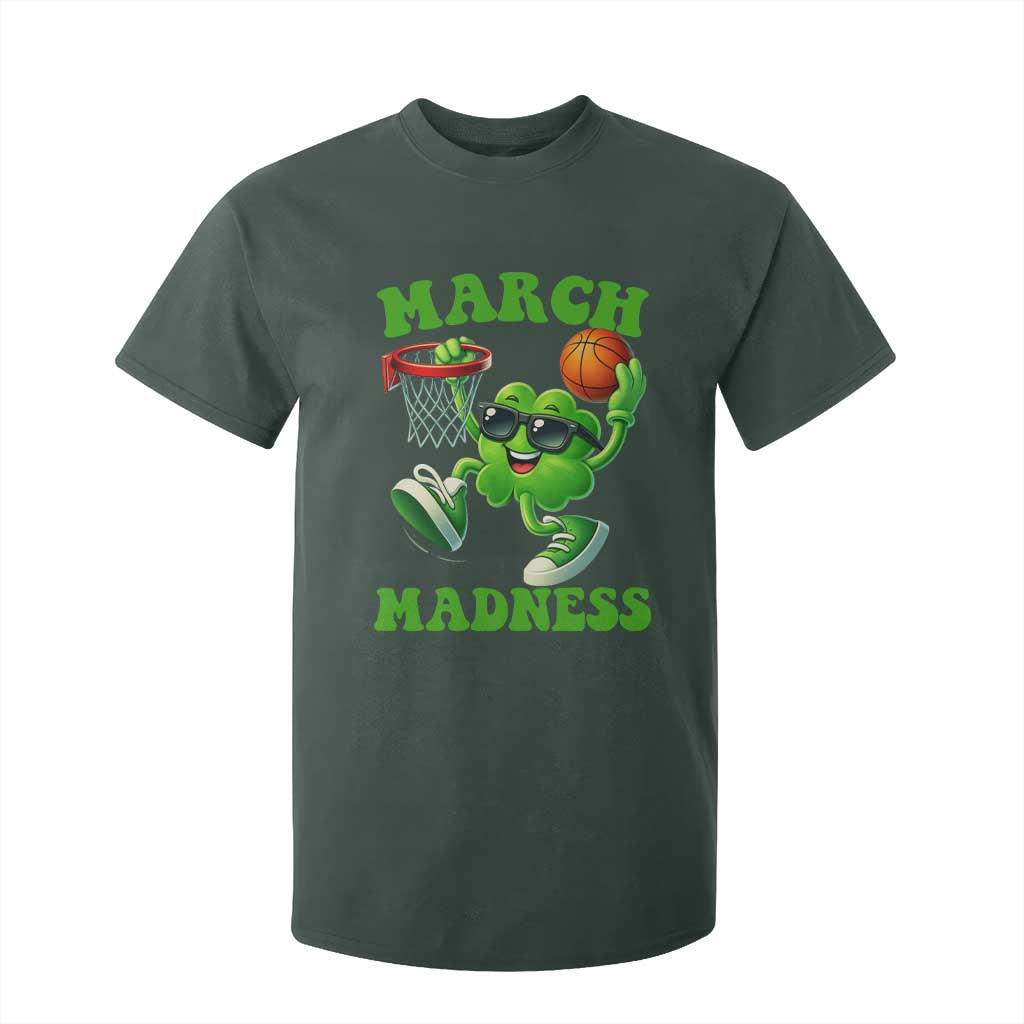 Basketball St Patricks Day T Shirt For Kid Mad Madness Irish Shamrock Playing Basketball Player Team Boys TS10 Dark Forest Green Print Your Wear