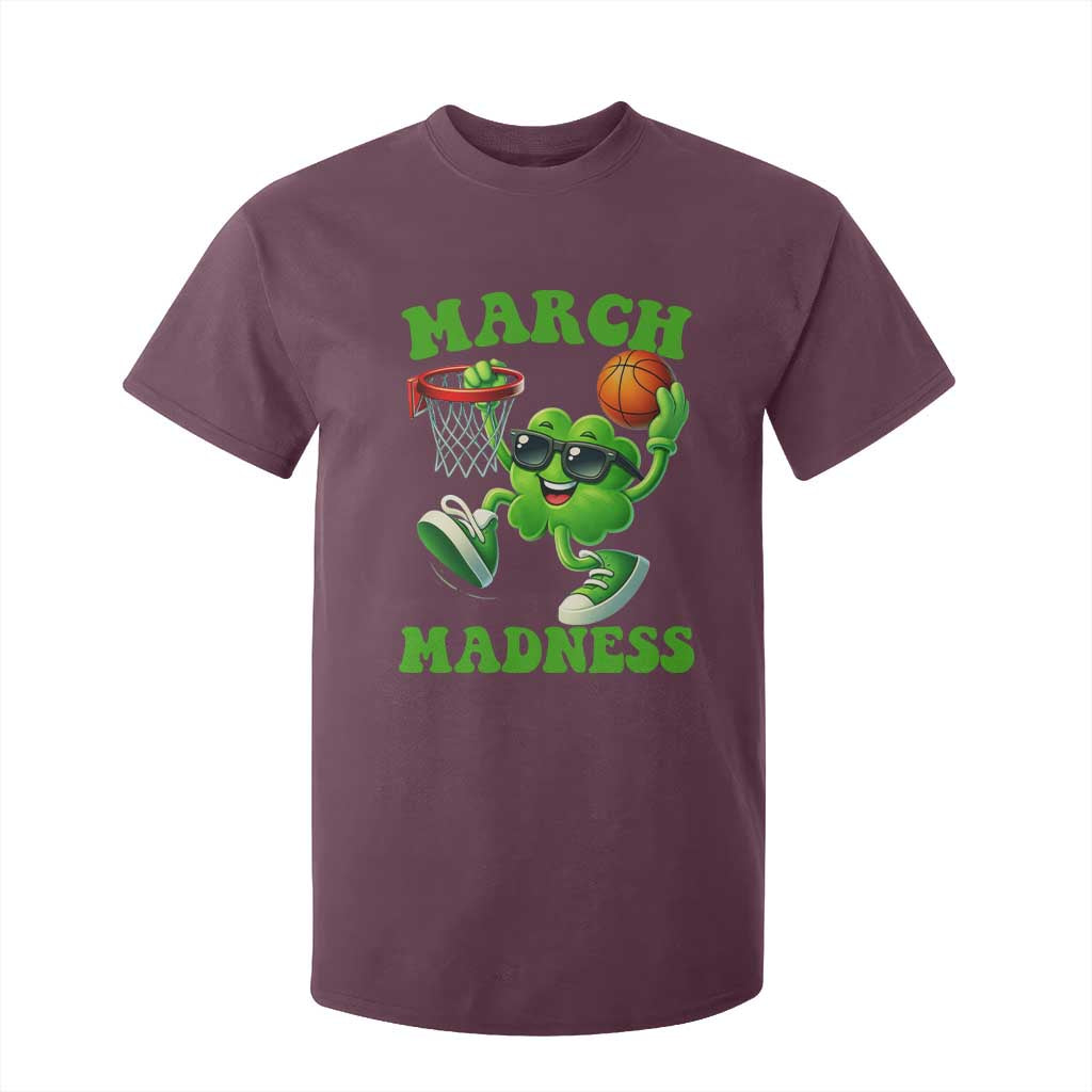 Basketball St Patricks Day T Shirt For Kid Mad Madness Irish Shamrock Playing Basketball Player Team Boys TS10 Maroon Print Your Wear