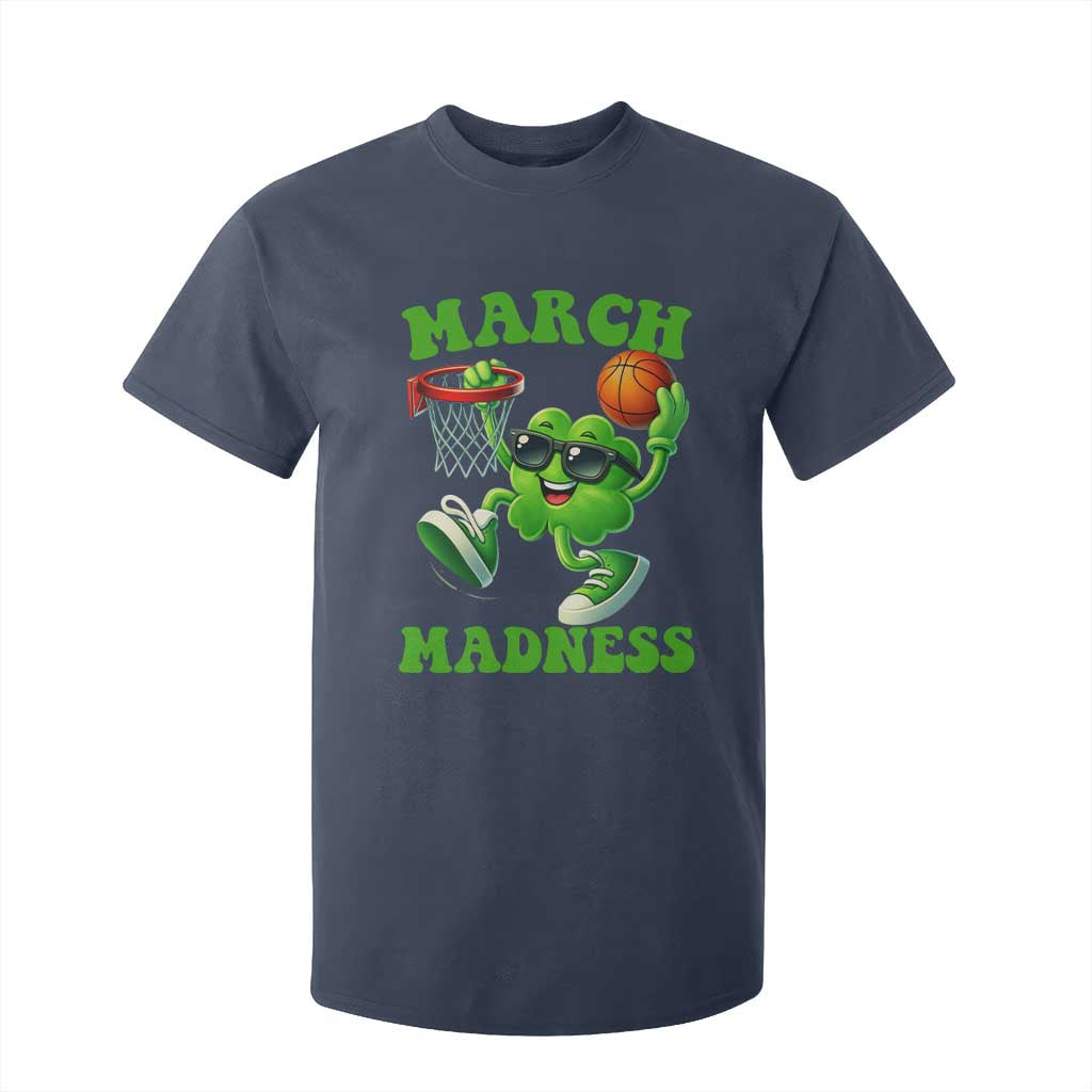 Basketball St Patricks Day T Shirt For Kid Mad Madness Irish Shamrock Playing Basketball Player Team Boys TS10 Navy Print Your Wear