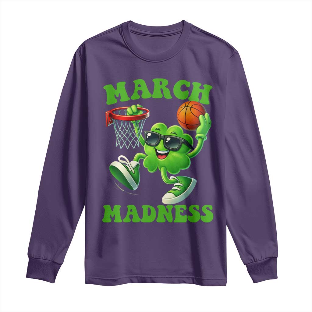 Basketball St Patricks Day Long Sleeve Shirt Mad Madness Irish Shamrock Playing Basketball Player Team Boys TS10 Purple Print Your Wear