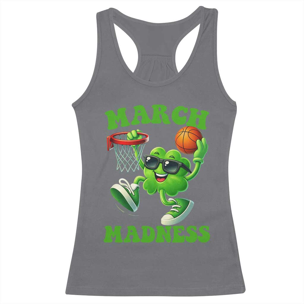 Basketball St Patricks Day Racerback Tank Top Mad Madness Irish Shamrock Playing Basketball Player Team Boys TS10 Charcoal Print Your Wear