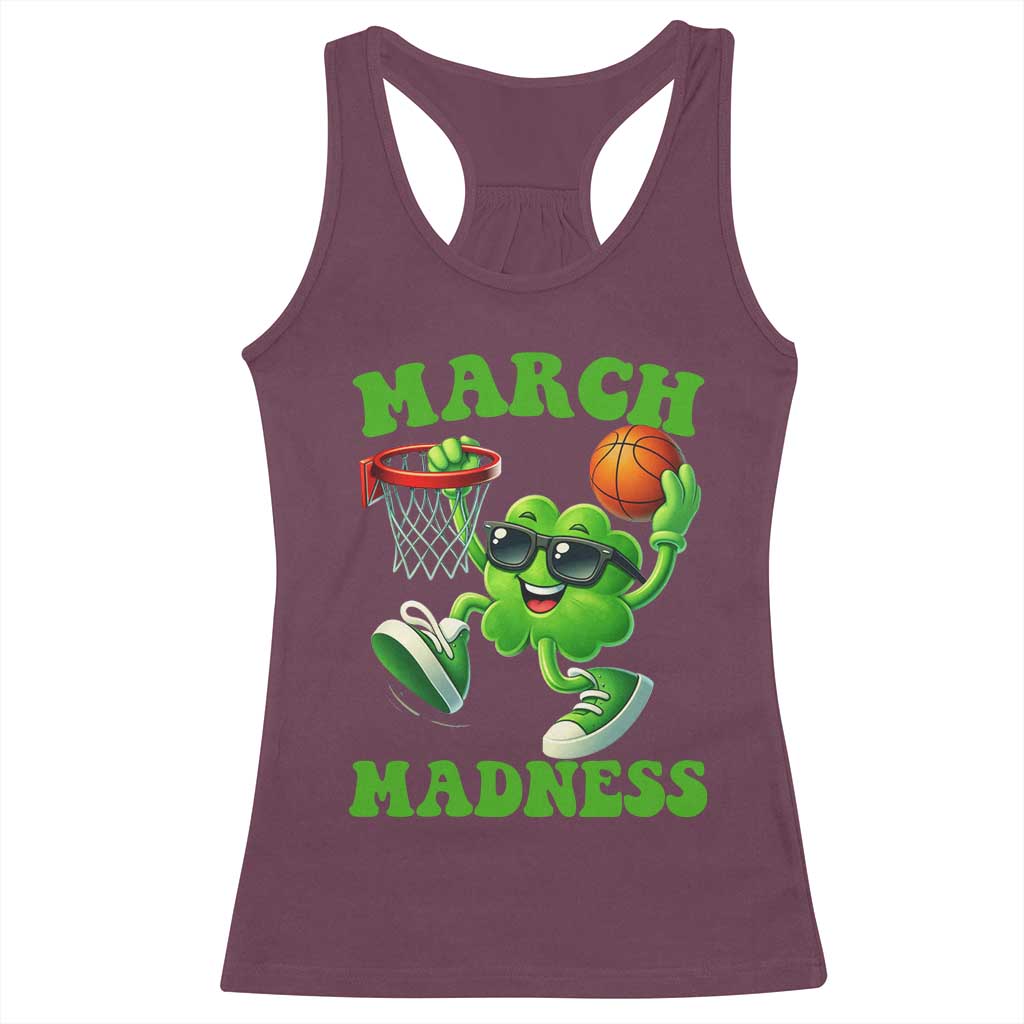Basketball St Patricks Day Racerback Tank Top Mad Madness Irish Shamrock Playing Basketball Player Team Boys TS10 Maroon Print Your Wear