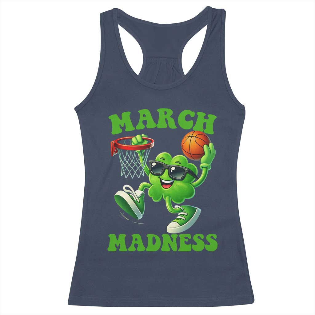 Basketball St Patricks Day Racerback Tank Top Mad Madness Irish Shamrock Playing Basketball Player Team Boys TS10 Navy Print Your Wear