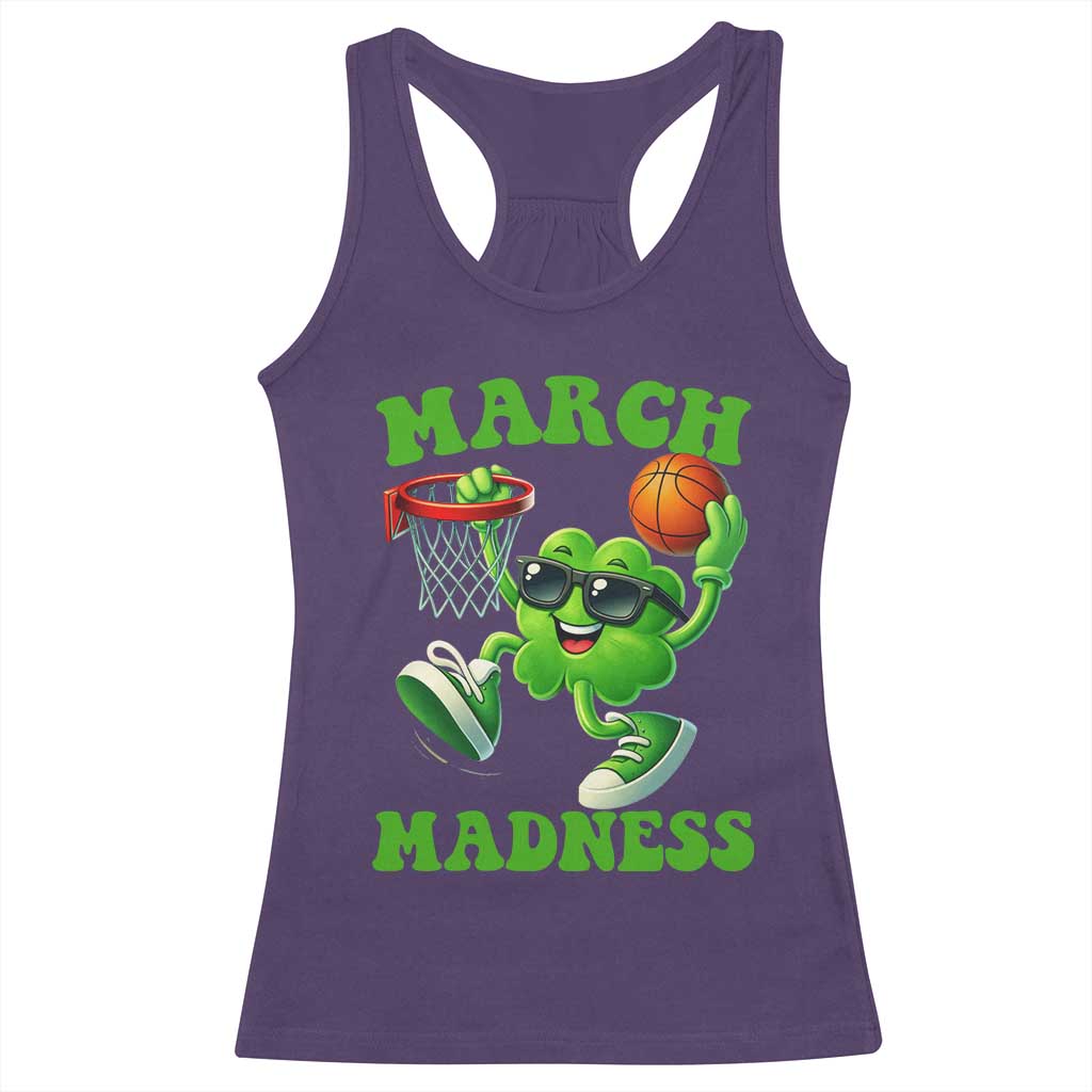 Basketball St Patricks Day Racerback Tank Top Mad Madness Irish Shamrock Playing Basketball Player Team Boys TS10 Purple Print Your Wear