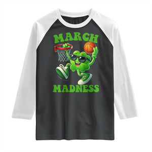 Basketball St Patricks Day Raglan Shirt Mad Madness Irish Shamrock Playing Basketball Player Team Boys TS10 Black White Print Your Wear