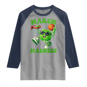 Basketball St Patricks Day Raglan Shirt Mad Madness Irish Shamrock Playing Basketball Player Team Boys TS10 Sport Gray Navy Print Your Wear