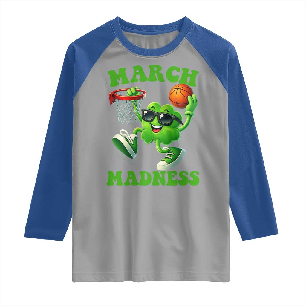 Basketball St Patricks Day Raglan Shirt Mad Madness Irish Shamrock Playing Basketball Player Team Boys TS10 Sport Gray Royal Print Your Wear