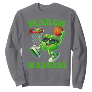 Basketball St Patricks Day Sweatshirt Mad Madness Irish Shamrock Playing Basketball Player Team Boys TS10 Charcoal Print Your Wear