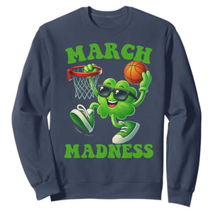 Basketball St Patricks Day Sweatshirt Mad Madness Irish Shamrock Playing Basketball Player Team Boys TS10 Navy Print Your Wear