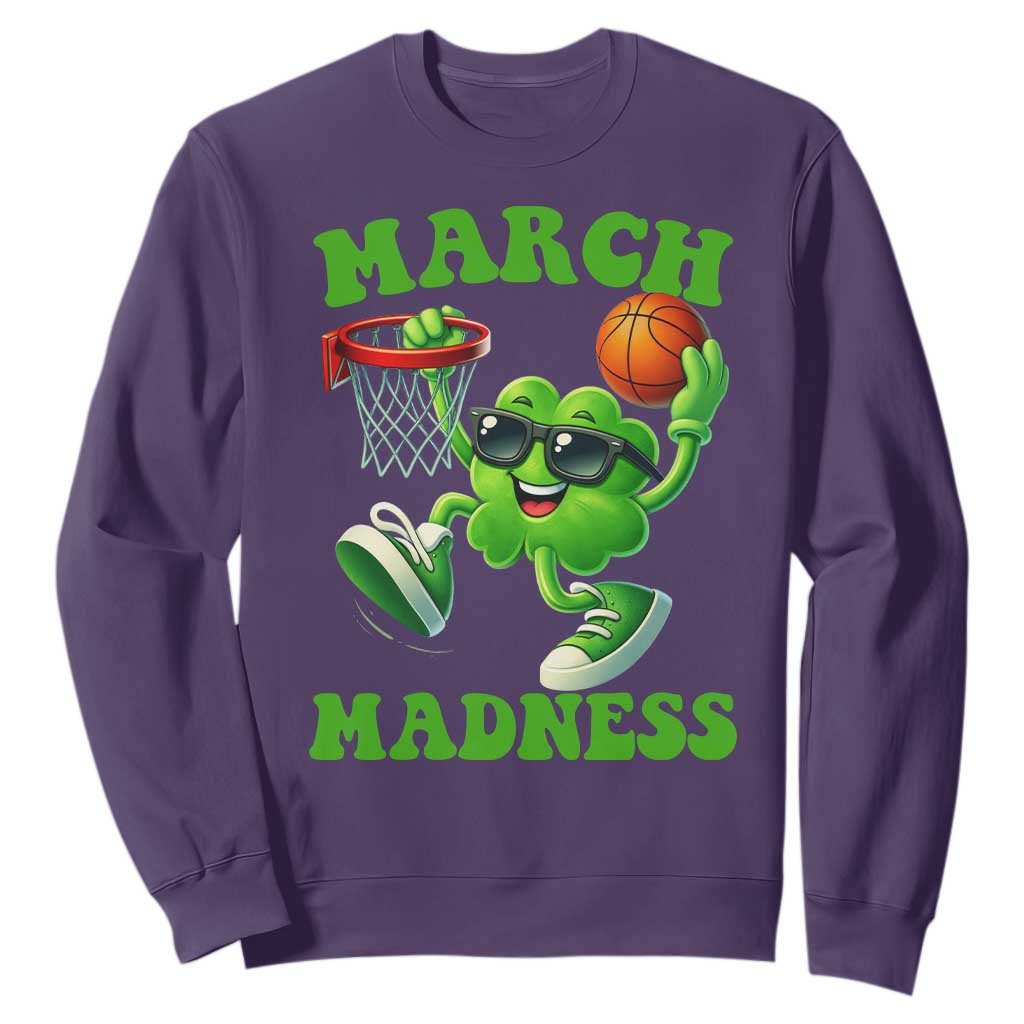 Basketball St Patricks Day Sweatshirt Mad Madness Irish Shamrock Playing Basketball Player Team Boys TS10 Purple Print Your Wear