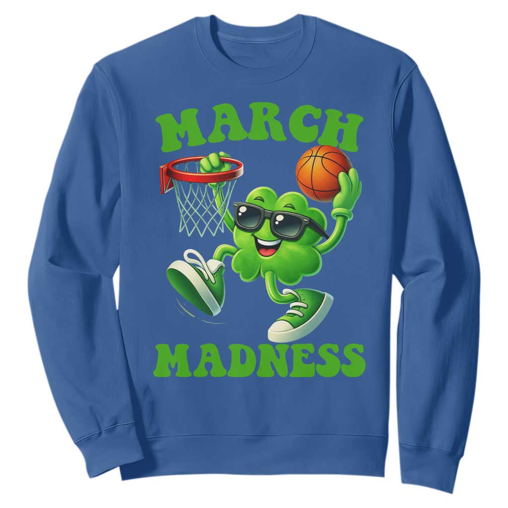 Basketball St Patricks Day Sweatshirt Mad Madness Irish Shamrock Playing Basketball Player Team Boys TS10 Royal Blue Print Your Wear