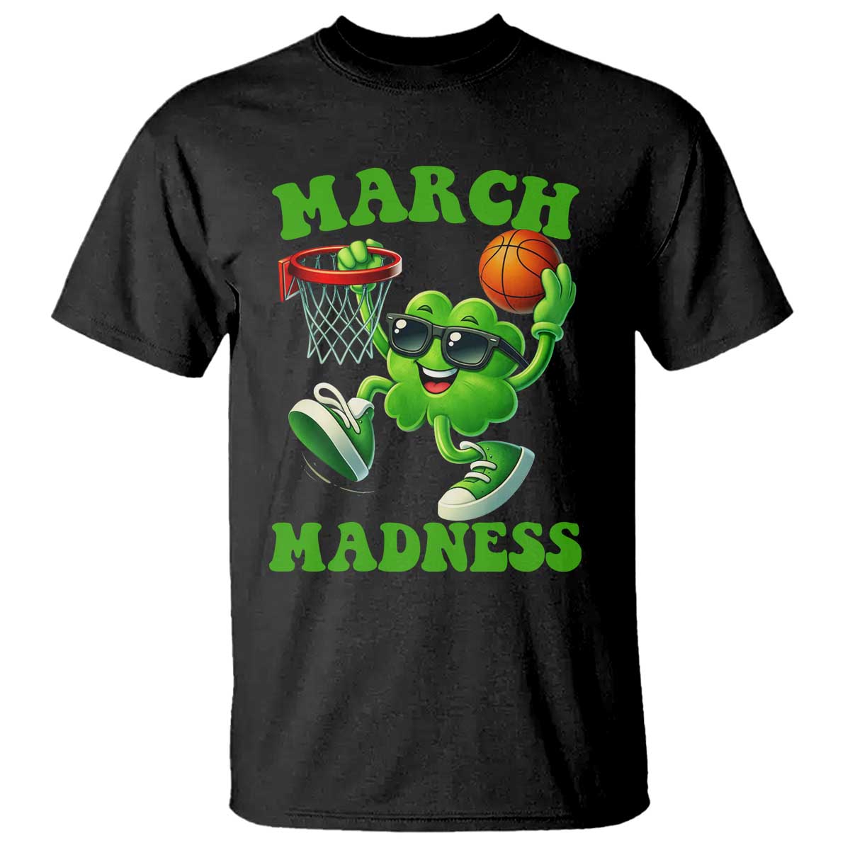 Basketball St Patricks Day T Shirt Mad Madness Irish Shamrock Playing Basketball Player Team Boys TS10 Black Print Your Wear