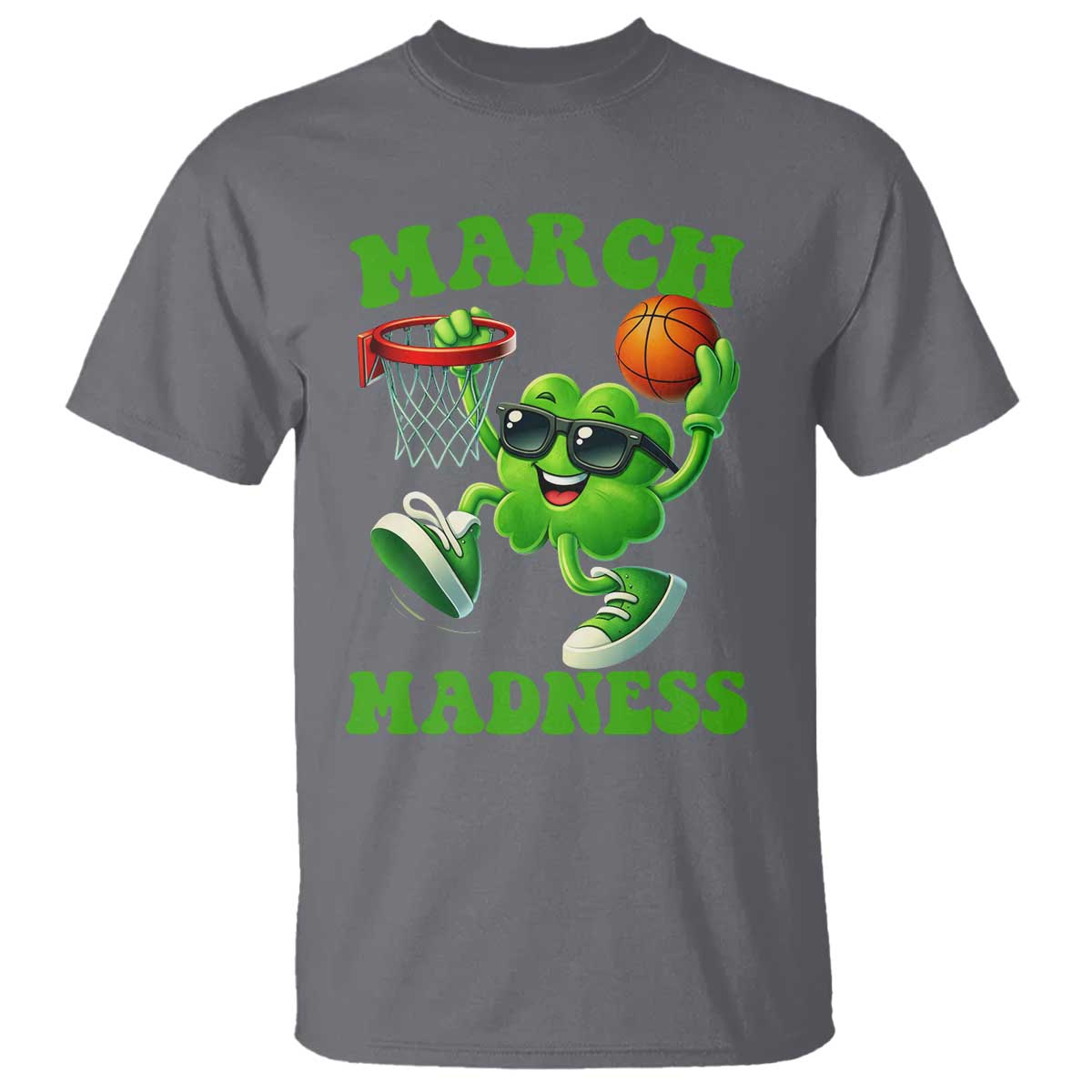Basketball St Patricks Day T Shirt Mad Madness Irish Shamrock Playing Basketball Player Team Boys TS10 Charcoal Print Your Wear