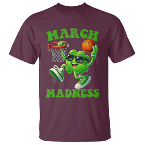 Basketball St Patricks Day T Shirt Mad Madness Irish Shamrock Playing Basketball Player Team Boys TS10 Maroon Print Your Wear