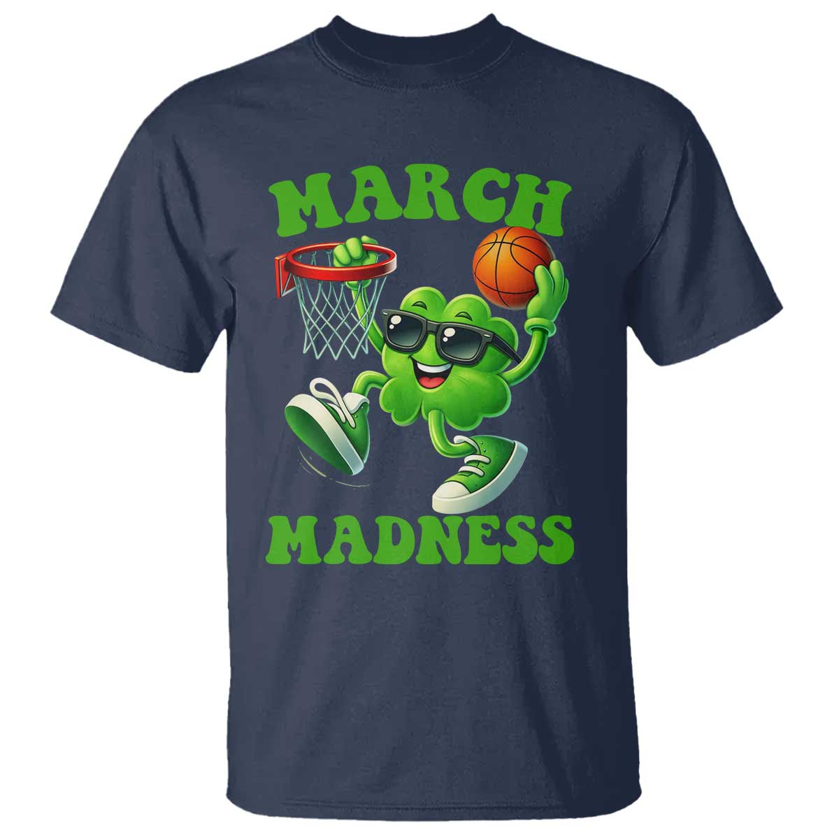 Basketball St Patricks Day T Shirt Mad Madness Irish Shamrock Playing Basketball Player Team Boys TS10 Navy Print Your Wear