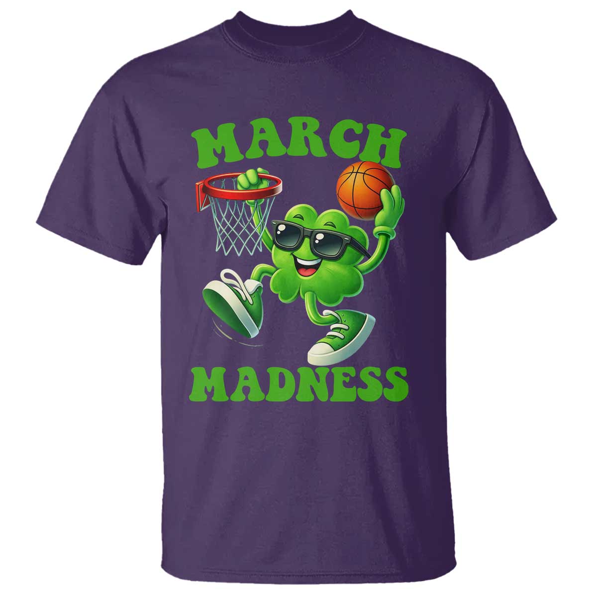 Basketball St Patricks Day T Shirt Mad Madness Irish Shamrock Playing Basketball Player Team Boys TS10 Purple Print Your Wear