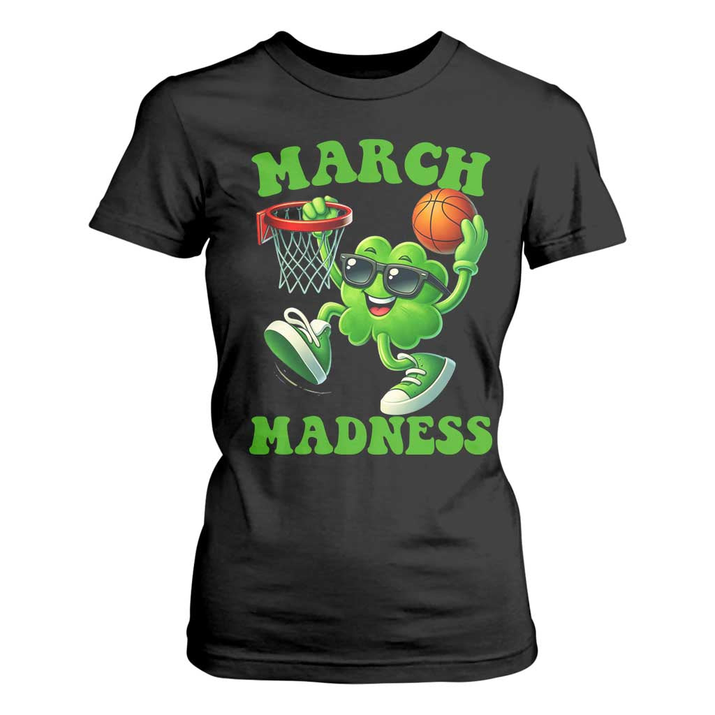 Basketball St Patricks Day T Shirt For Women Mad Madness Irish Shamrock Playing Basketball Player Team Boys TS10 Black Print Your Wear