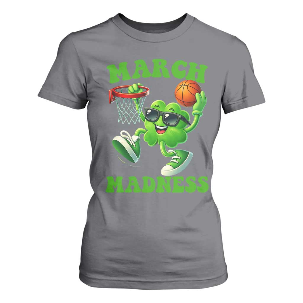 Basketball St Patricks Day T Shirt For Women Mad Madness Irish Shamrock Playing Basketball Player Team Boys TS10 Charcoal Print Your Wear