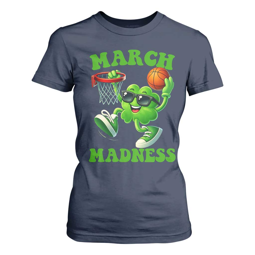 Basketball St Patricks Day T Shirt For Women Mad Madness Irish Shamrock Playing Basketball Player Team Boys TS10 Navy Print Your Wear